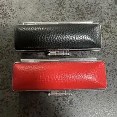 2本入 高級印鑑ケース（朱竹柄）　赤・黒M/L 番号672