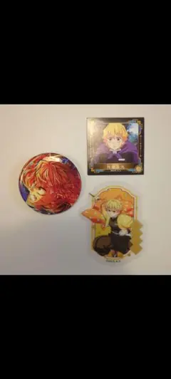 鬼滅の刃　我妻善逸　キービジュアル　缶バッジ　シール　ステッカー