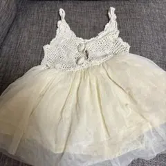 アイボリー レース チュール ワンピース