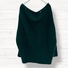 【ザラZARA】長袖ニット グリーン XS-S 変形トップス 無地　3407