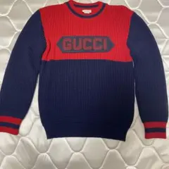 GUCCI ネイビー レッド ニットセーターのサムネイル