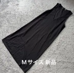 センタースリットノースリーブロングワンピース黒M新品