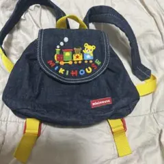 MIKI HOUSE キッズ リュック デニム 汽車刺繍