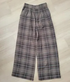 チェックパンツ ワイドパンツ