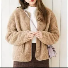 ☺︎︎✨ユニクロ✨️ボアフリースクルーネックカーディガン（長袖） フリースジャケット