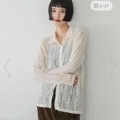 美品 ローリーズファーム レースポロカーディガン