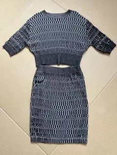 JEANASIS チェック柄 半袖ニットワンピース