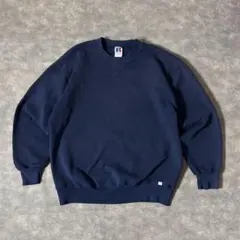 90s USA製 ラッセルアスレチック スウェット XL ネイビー 無地 前V