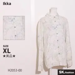 ★美品★ Ikka イッカ シャツ　長袖　総花柄　ボタン　おしゃれ　綿100％