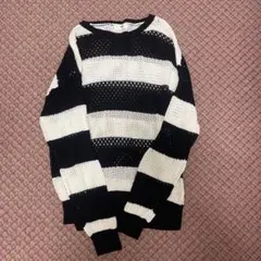 WEGO 黒と白のストライプニット
