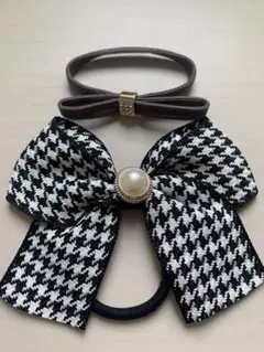 千鳥格子 リボン ヘアゴム 2個セット