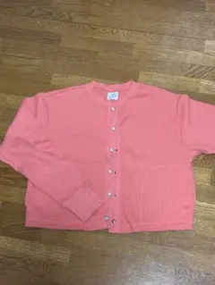 coen リブ編み ピンクカーディガン M