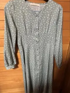 Ray Cassin レイカズン　長袖花柄ワンピース　グリーン