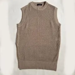 ナノユニバース サイドスリット ノースリーブ ニット　透かし編み　ベージュ