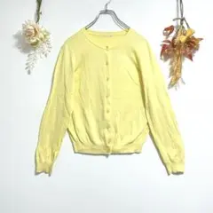 GU ジーユー 【M】薄手 Uネック カーディガン レモンイエロー 春夏