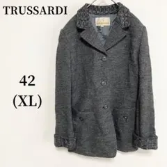 トラサルディ テーラードジャケット グレー エレガント 古着コーデ