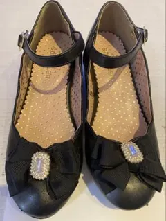 20.0cmリボン付きビジュー ブラックフォーマルシューズ 入学式