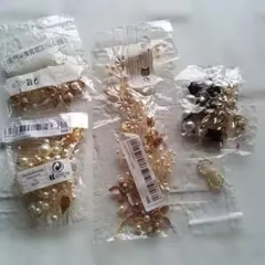 ゴールド花と葉のヘッドドレスアクセサリー　髪飾り　イヤリング　ピアス　まとめ売り