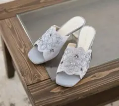 【新品未使用】ミュール サンダル ビーズ 刺繍