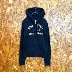 HOLLISTER ホリスター パーカー フルジップ ロゴ ネイビー レディース