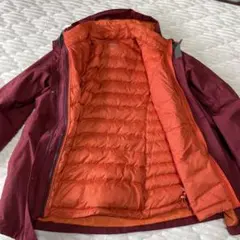 エルエルビーン　マウンテンパーカー　インナーダウン付　ボルドー×オレンジ　L