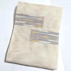 A 夏物 絽綴 のりちらし模様 銀糸 太鼓 正絹 薄物 絽 紗 名古屋帯