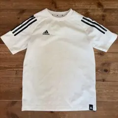 adidas ホワイト ストライプシャツ トレーニングウェア Tシャツ ジュニア