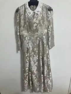 再再値下げ tocco 刺繍ロングワンピース 7分丈 シャンパンゴールド