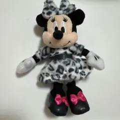 希少》ディズニー ミニーマウス ぬいぐるみバッジ ヒョウ柄 モノトーン