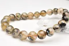 母岩入り！ ヘマタイトインタイチンルチルクォーツ　8.5mm　ブレスレット