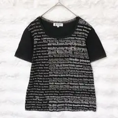 美品 スタジオピッコーネ 総柄 半袖 カットソー M ブラック ラインストーンのサムネイル