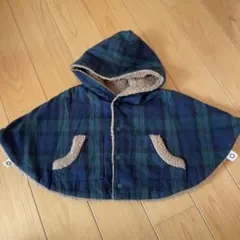 SHIPS ネイビー・グリーンチェック ベビーポンチョ