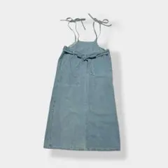 RETRO GIRL レトロガール リボン デニム キャミワンピース ブルー