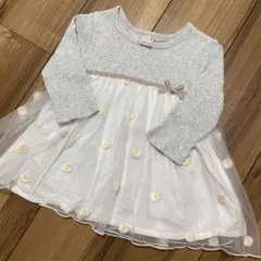 petit main 花刺繍付きチュールトップス110センチ、ドッキングシャツ♡
