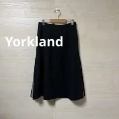 Yorkland★フレアスカート サイドデザイン 柄 シンプル 膝下丈 膝丈