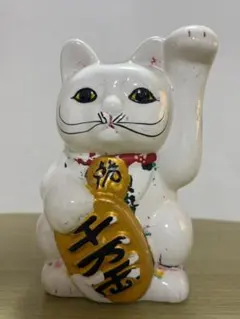 大正レトロ】骨董 磁器製 招き猫 古瀬戸型 戦前 民芸 縁起物(約9cm