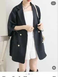 ネイビー ダブルボタン テーラードジャケット