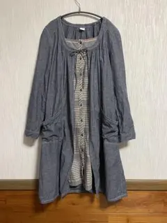 D*g*y 重ね着風ワンピース　羽織り　ネイビー系　レディース　LL