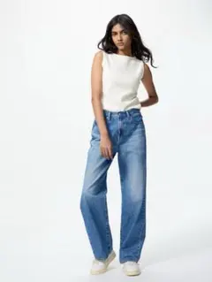 UNIQLOユニクロ シャーリングボートネックTノースリーブ オフホワイト L