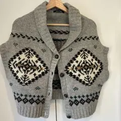 EAST BOY ニットベスト グレー ダイヤモンド柄