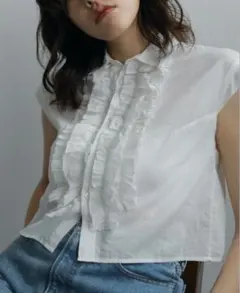 anuke Sleeveless Frill Blouseブラウス　新品ホワイト