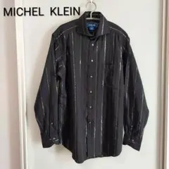 MICHEL KLEIN　ストライプシャツ　ブラック　Lサイズ　日本製