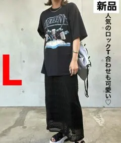 新品 レース ナロースカート レーススカート しまむら L 黒 lutiqueのサムネイル