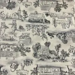 FUWARI・染布シリーズ オックス 猫のトワルドジュイ柄 グレー 50cm