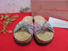 （6ee2306）ガイモ　レディース　エスパドリーユサンダル　37　銀×オーロラ