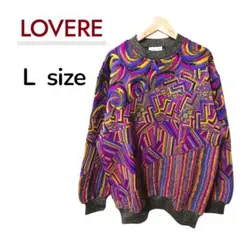 LOVERE 3Dニット COOGI風 立体編み マルチカラー メンズ Lサイズ