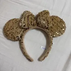 ディズニー ミニー スパンコールカチューシャ ゴールド ベロア