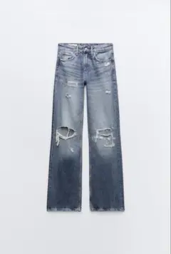 HIGH-RISE ダメージ WIDE-LEG TRF デニム EU34