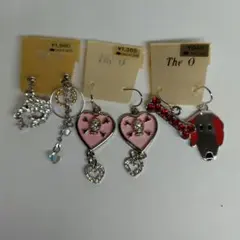 新品未使用 The O ピアスセット スカル ハート 犬 3セット まとめ売り