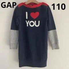 GAP KIDS セーターチュニック ロゴワンピース ネイビー ハート 110